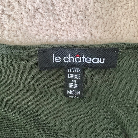 Le Chateau Green T Shirt with Button Detail sz XXS - Picture 6 of 7